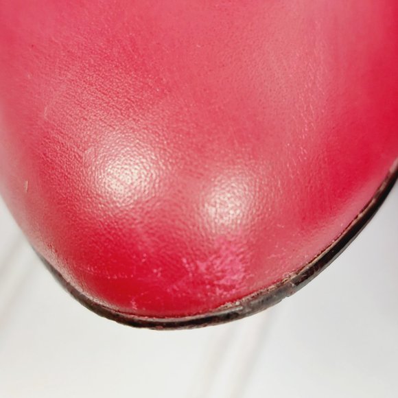 Bandits Soft Red Leather Knee High Slip On Heeled Tall Boots A901 - Picture 13 of 16